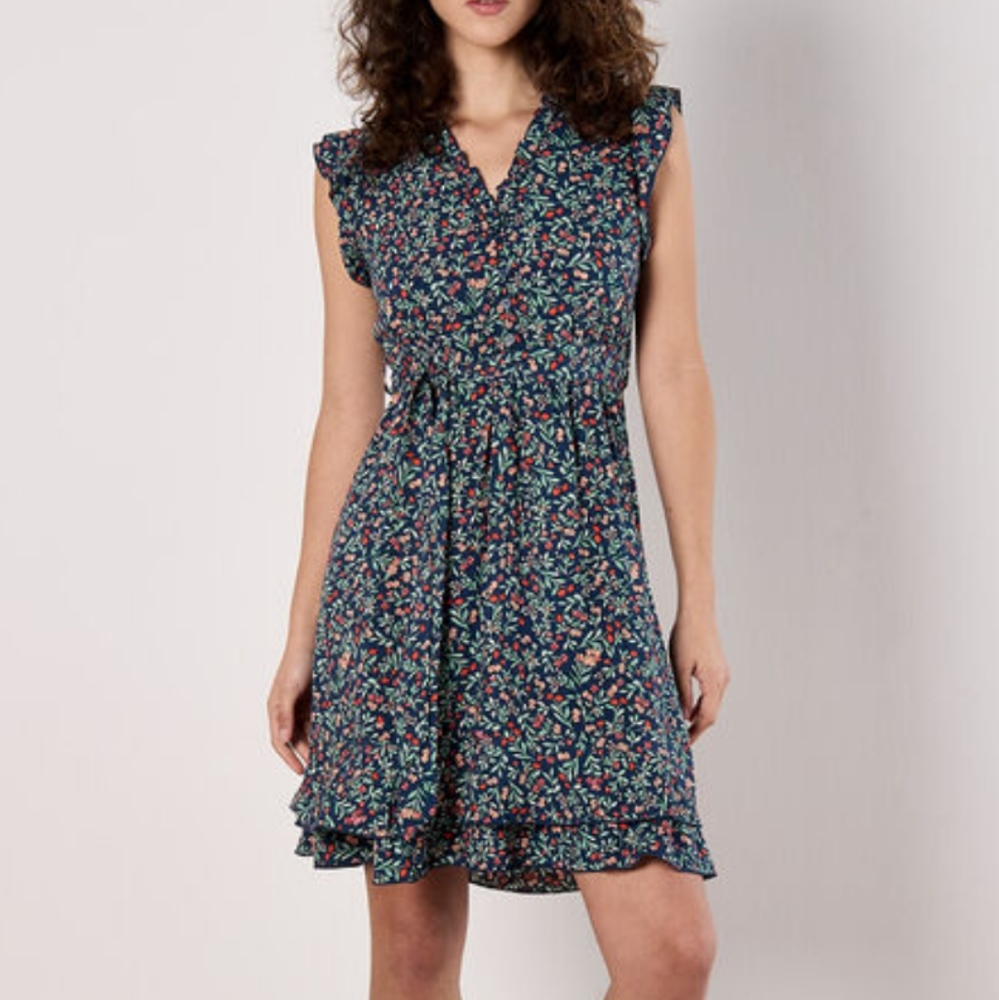 Apricot Women's Floral Print Ruffle Mini Dress Size 8 NWT